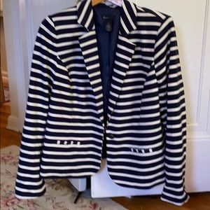 Navy and white striped blazer